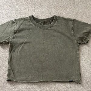 T&B Olive Green Crop T-Shirt